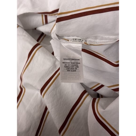 Lafayette 148 Top Small Womens White Striped Collared Button Up Tie Waist Shirt - Picture 8 of 8